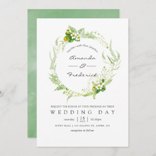 Watercolor Greenery Wedding Invitation