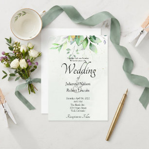 Watercolor greenery wedding invitation