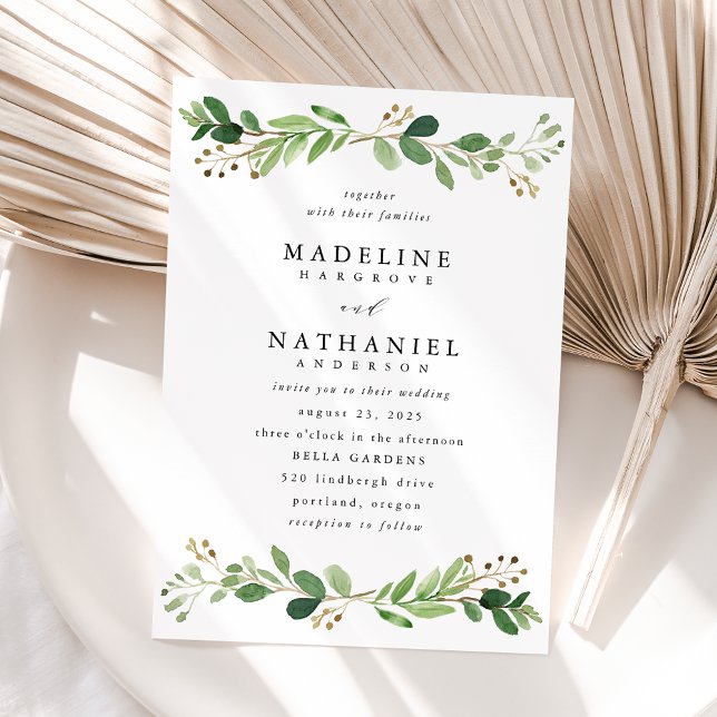 Watercolor Greenery | Wedding Invitation (Creator Uploaded)