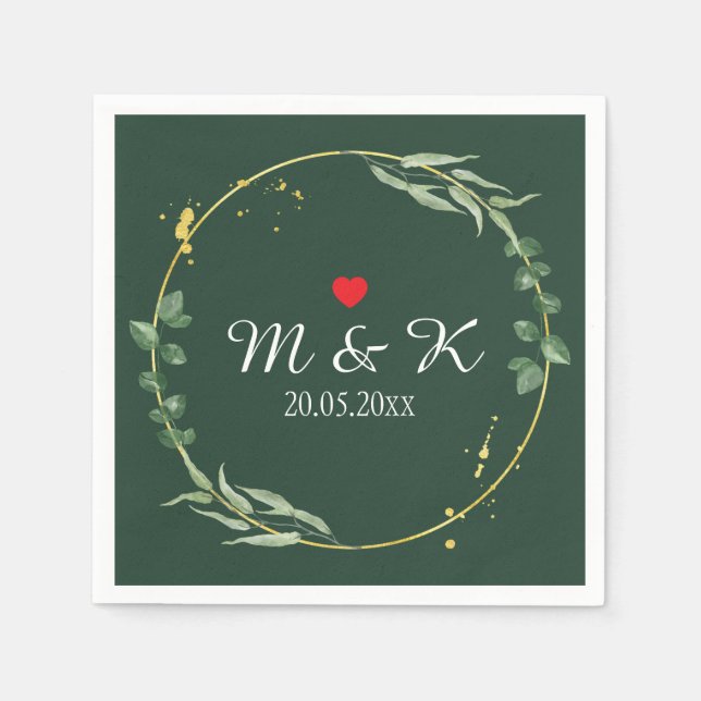 Watercolor Greenery Wedding  Napkin (Front)