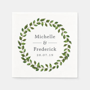 Watercolor Greenery Wedding Napkin