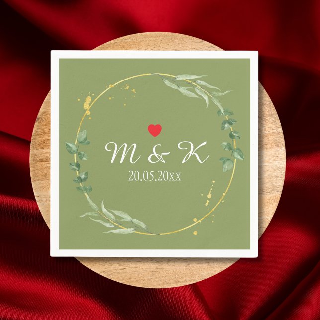 Watercolor Greenery Wedding  Napkin (Watercolor Greenery Wedding Paper Napkins)