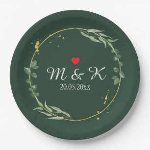 Watercolor Greenery Wedding  Paper Plate