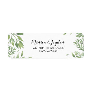 Watercolor Greenery Wedding Return Address Label