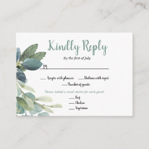 Watercolor Greenery Wedding RSVP Cards