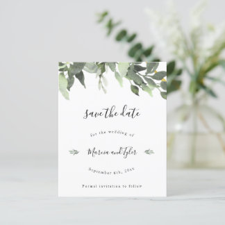 Watercolor Greenery Wedding Save The Date Cards