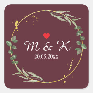 Watercolor Greenery Wedding  Square Sticker