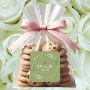 Watercolor Greenery Wedding  Square Sticker