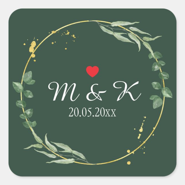 Watercolor Greenery Wedding  Square Sticker (Front)