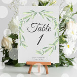 Watercolor Greenery Wedding Table Number<br><div class="desc">Watercolor greenery table number cards feature a boho wreath from side to side and your table number in the middle. Name and date are at the bottom of the greenery wedding card. Design repeats on reverse side. Coordinates with our Watercolor Greenery Wedding collection.</div>