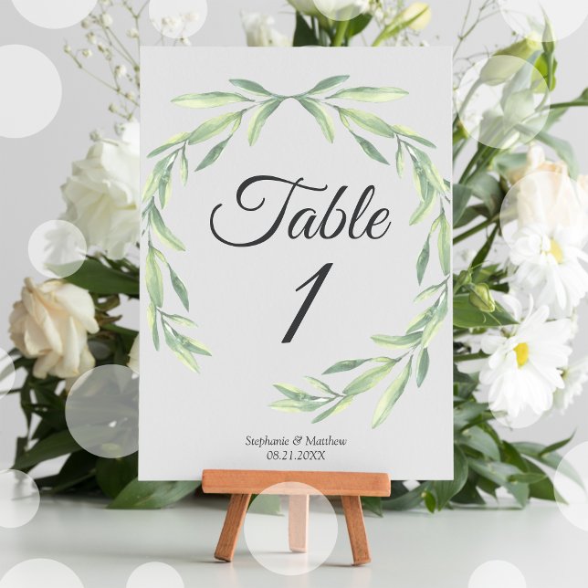 Watercolor Greenery Wedding Table Number (Creator Uploaded)