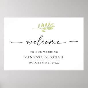 Watercolor Greenery Welcome To Our Wedding Sign