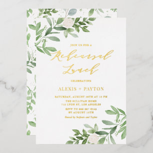 Watercolor Greenery White Flowers Rehearsal Lunch