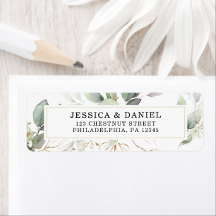 Watercolor Greenery with Sage and Gold Return  Address Label