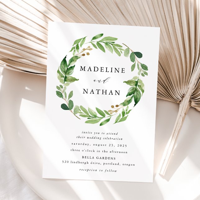 Watercolor Greenery Wreath Invitation (Creator Uploaded)
