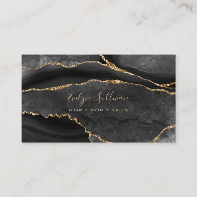 watercolor grey agate design business card (Front)