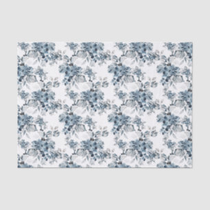 Watercolor Grey and Blue Floral Pattern Holiday Tissue Paper