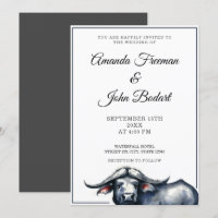Watercolor Grey & Black Buffalo Western Wedding