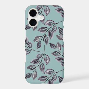 Watercolor grey, black twigs on a turquoise
