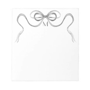 Watercolor Grey Bow Monogram Notepad