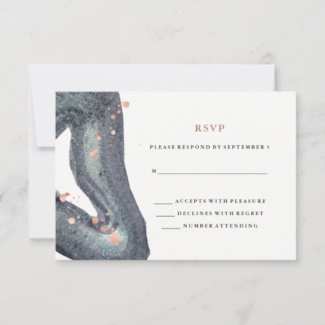Watercolor Grey Geode Wedding RSVP (Front)
