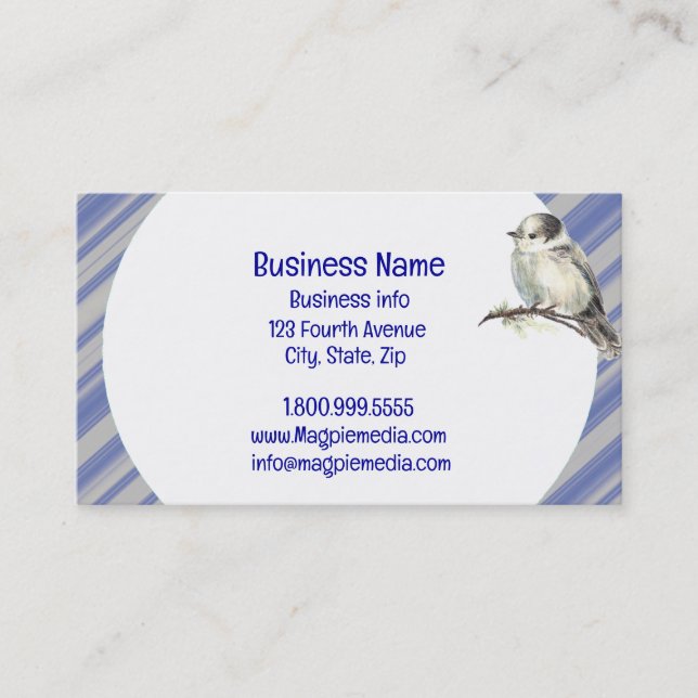 Watercolor Grey Jay Bird Wildlife Nature Art Business Card (Front)
