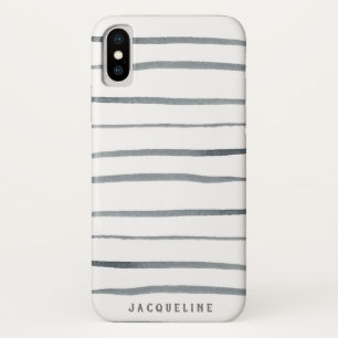 Watercolor Grey Stripes iPhone X Case