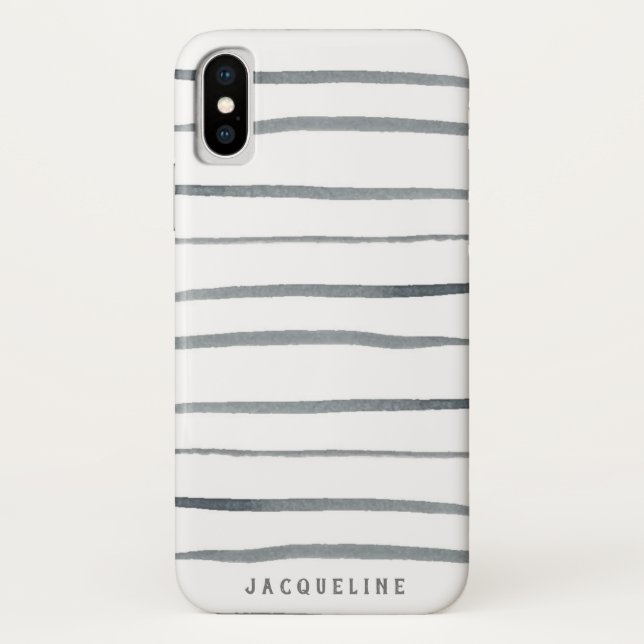 Watercolor Grey Stripes Case-Mate iPhone Case (Back)