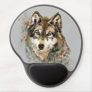 Watercolor Grey Wolf Wildlife Animal Nature Art Gel Mouse Pad