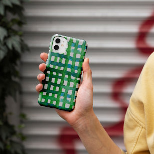 Watercolor grid – green iPhone 13 case