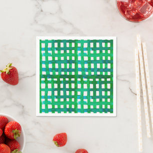 Watercolor grid – green napkin