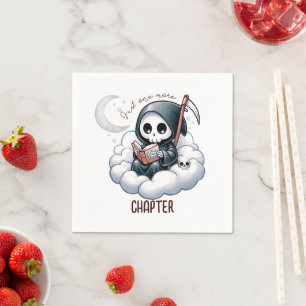 Watercolor Grim Reaper Book Lover, Book Club  Napkin
