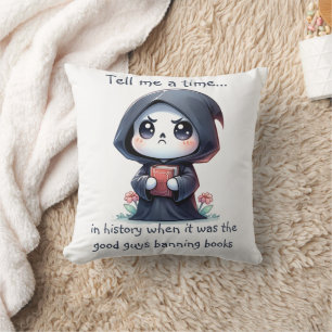Watercolor Grim Reaper Book Lover Cushion