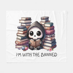 Watercolor Grim Reaper Book Lover Fleece Blanket