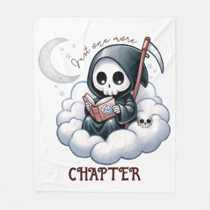Watercolor Grim Reaper Book Lover Fleece Blanket