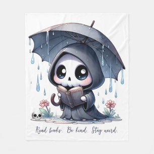 Watercolor Grim Reaper Book Lover Fleece Blanket