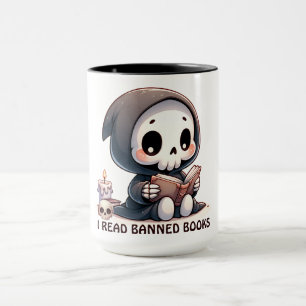 Watercolor Grim Reaper Book Lover  Mug