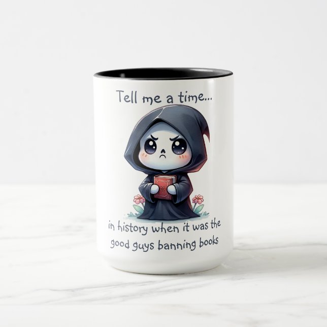Watercolor Grim Reaper Book Lover  Mug (Center)