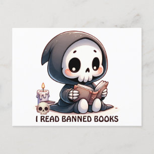 Watercolor Grim Reaper Book Lover  Postcard