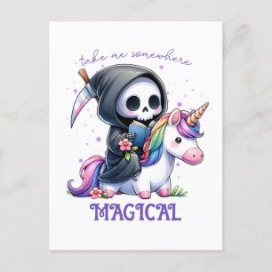 Watercolor Grim Reaper Book Lover Postcard
