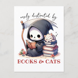 Watercolor Grim Reaper Book Lover  Postcard