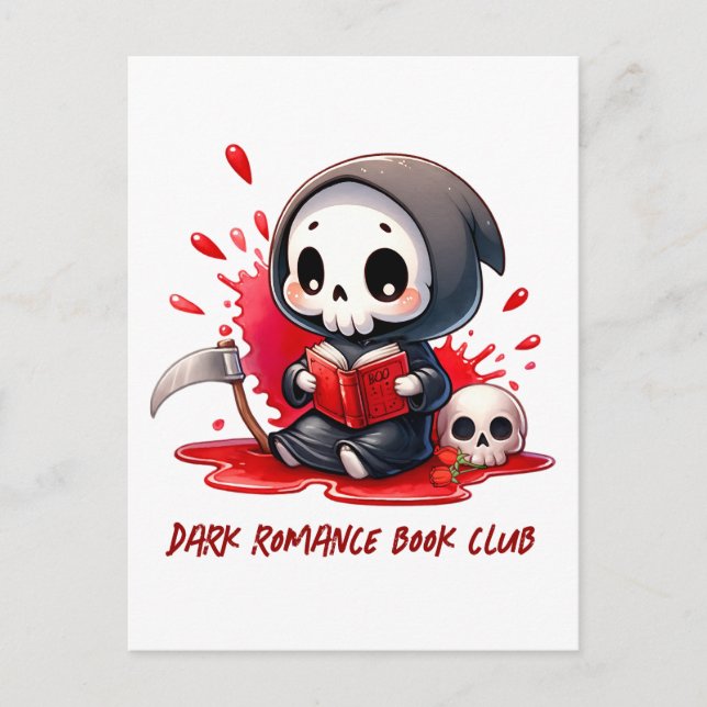 Watercolor Grim Reaper Book Lover  Postcard (Front)
