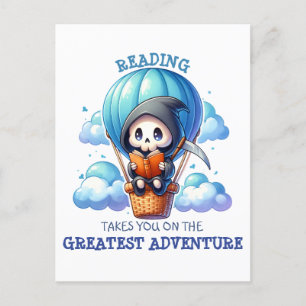 Watercolor Grim Reaper Book Lover  Postcard