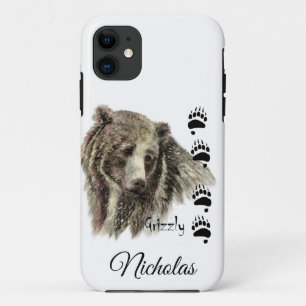 Watercolor Grizzly Bear Animal Art to Customise iPhone 11 Case