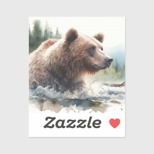 Watercolor Grizzly Bear Wildlife Nature Art  (Sheet)