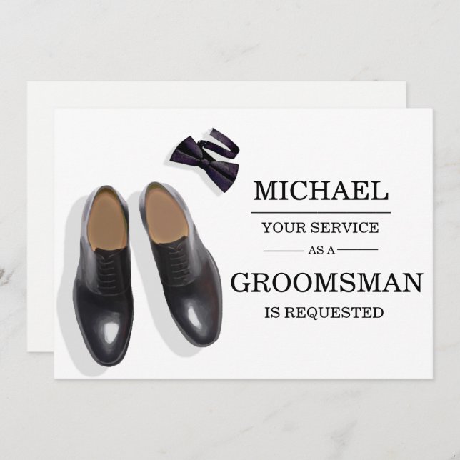 Watercolor Groomsman Groomsmen Request Card (Front/Back)