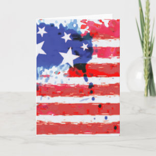 watercolor grunge American Flag Card
