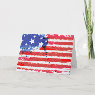 watercolor grunge American Flag Card