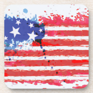 watercolor grunge American Flag Coaster