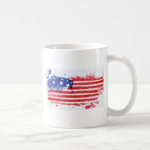 watercolor grunge American Flag Coffee Mug